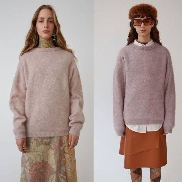 ACNE STUDIOS Sweaters - ACNE STUDIOS Dramatic Mohair Wool Blend Sweater in Powder Pink Size S
